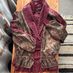 Vintage Women's 80s 90s Burgundy Windbreaker
